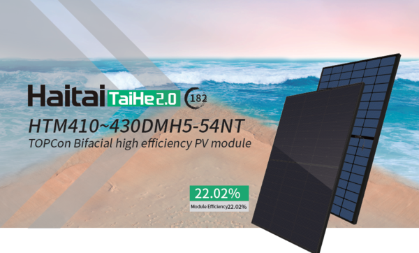 HAITAI N-Type Halbzellen PV Module, 425W, Full Black, Glas/Glas, Topcone Techn.